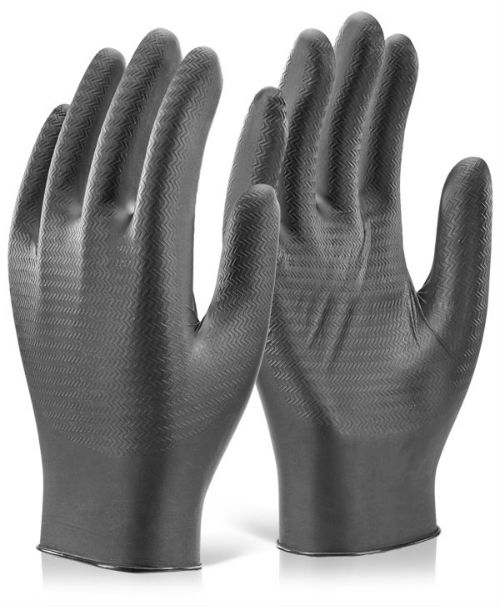 Black x 100 XXL Glovezilla Nitrile Powder free Textured Grip CE category III 